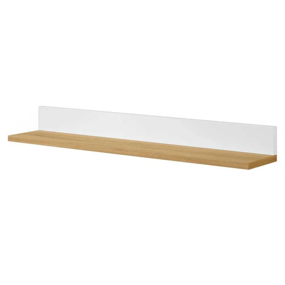 Wohnen Regale<Wandboard in Eiche Furnier & Weiß - Elastian