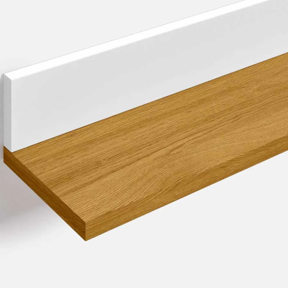 Wohnen Regale<Wandboard in Eiche Furnier & Weiß - Elastian