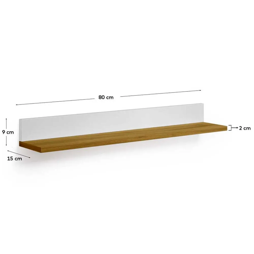 Wohnen Regale<Wandboard in Eiche Furnier & Weiß - Elastian