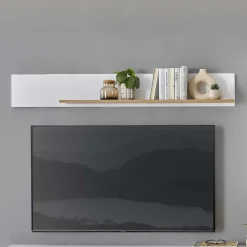 Wohnen Regale<Wandboard in Mattweiß und Wildeiche - Nenaloro