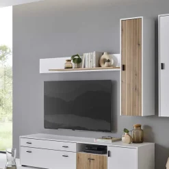 Wohnen Regale<Wandboard in Mattweiß und Wildeiche - Nenaloro