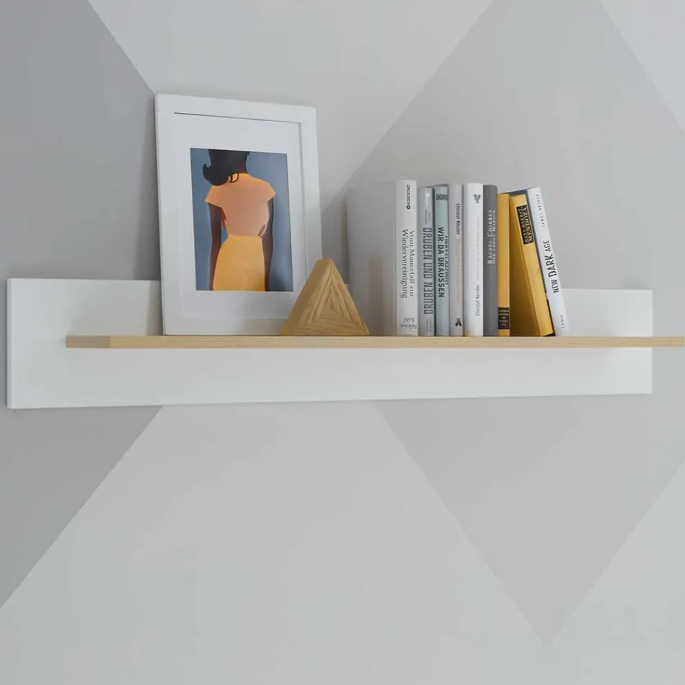 Wohnen Regale<Wandboard in Weiß und Eiche - Ginko