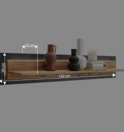 Wohnen Regale<Wandboard in Wildeiche & Anthrazit - Flacona