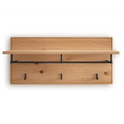 Wohnen Garderoben<Wandgarderobe aus Asteiche Massivholz und Metall - Zonga