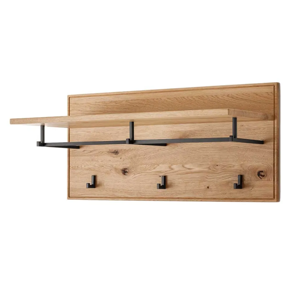 Wohnen Garderoben<Wandgarderobe aus Asteiche Massivholz und Metall - Zonga
