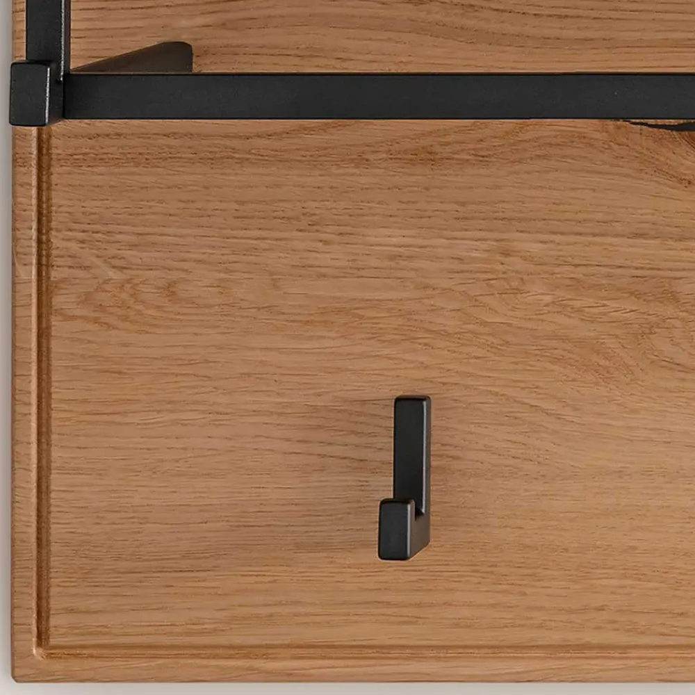 Wohnen Garderoben<Wandgarderobe aus Asteiche Massivholz und Metall - Zonga