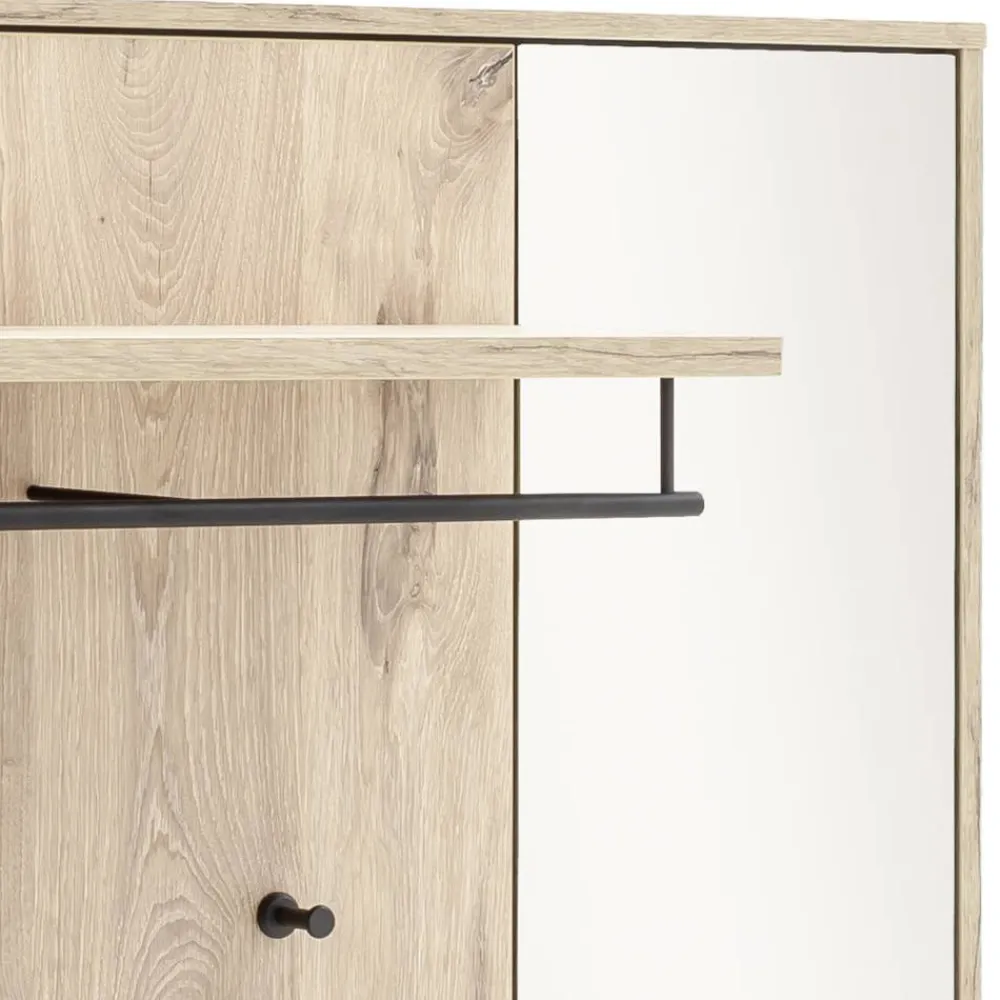 Wohnen Garderoben<Wandgarderobe mit Spiegel in Wildeiche Optik - Vapposia