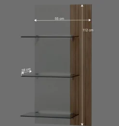 Wohnen Regale<Wandpaneel mit LED Licht - drei Glasablagen - Miloris