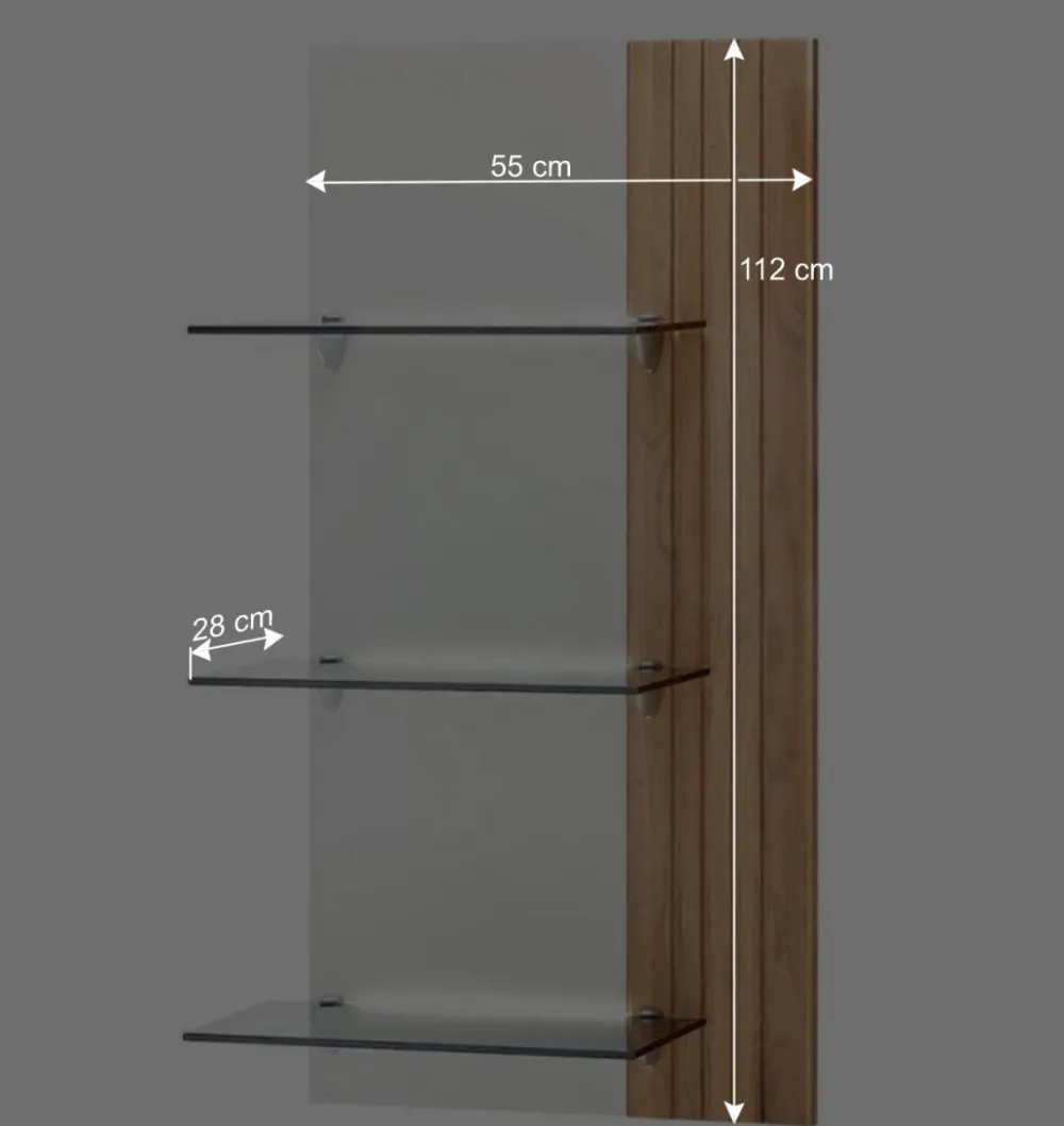 Wohnen Regale<Wandpaneel mit LED Licht - drei Glasablagen - Miloris