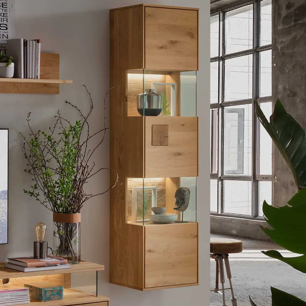 Wohnen Vitrinen<Wand-Vitrine aus Wildeiche Massivholz - Millena