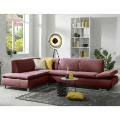 Wohnen Sofas<Webstoff Sofaecke in Rot mit Chrom - Renemia