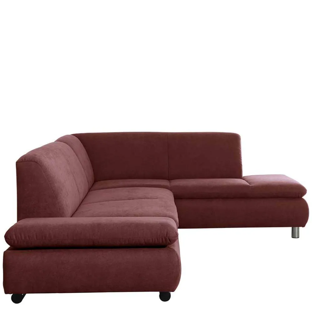 Wohnen Sofas<Webstoff Sofaecke in Rot mit Chrom - Renemia