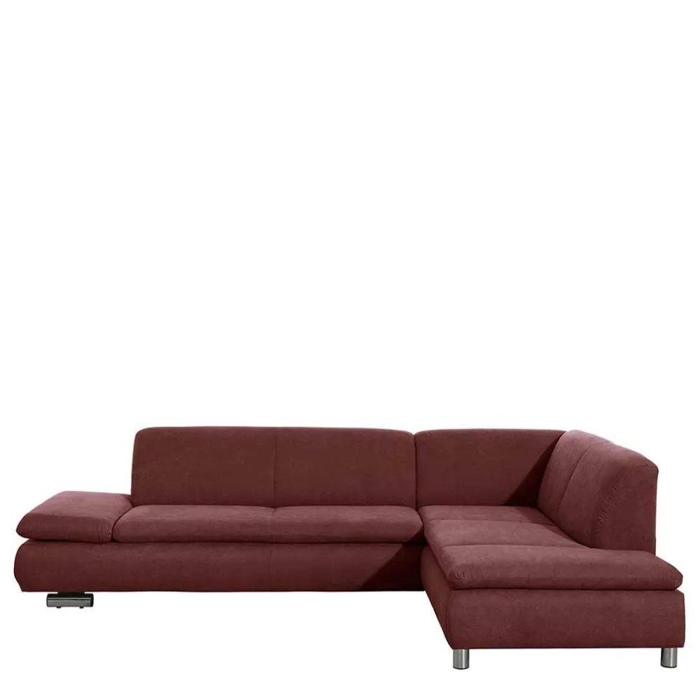 Wohnen Sofas<Webstoff Sofaecke in Rot mit Chrom - Renemia