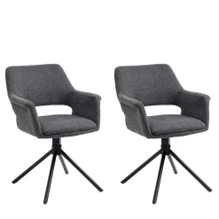 Wohnen Stühle<Webstoff Tischsessel drehbar - Lameiro (2er Set)