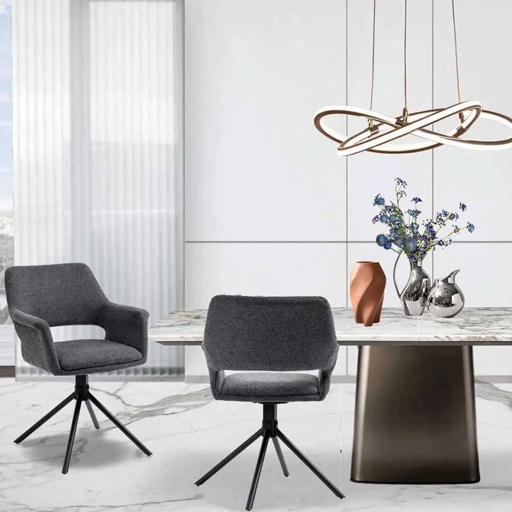 Wohnen Stühle<Webstoff Tischsessel drehbar - Lameiro (2er Set)