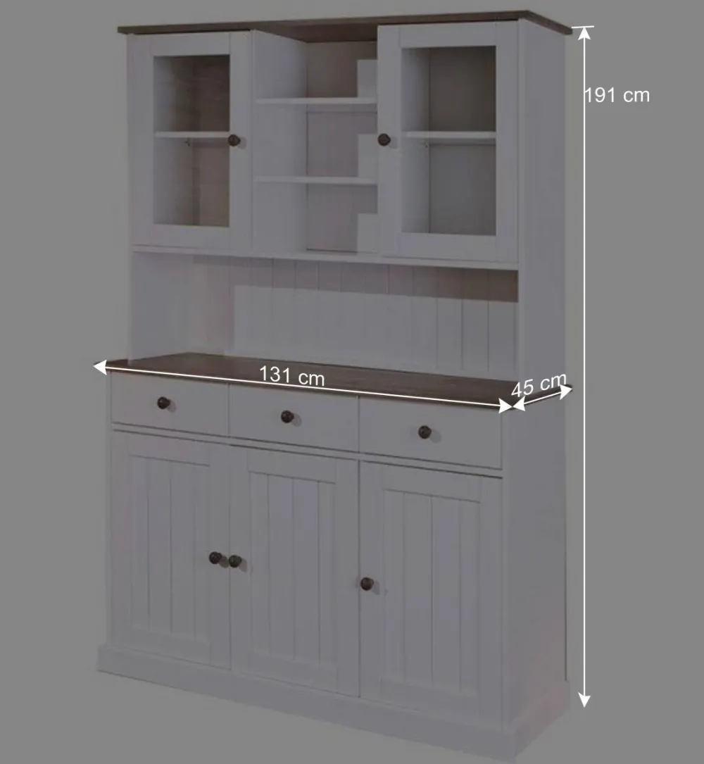 Wohnen Kommoden<Weiß Brauner Buffetschrank aus Kiefernholz - Vatina