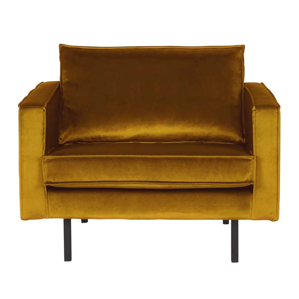 Wohnen Sessel<Weicher Sessel im kantigen Retro Design Nustra mit Samt Gelb