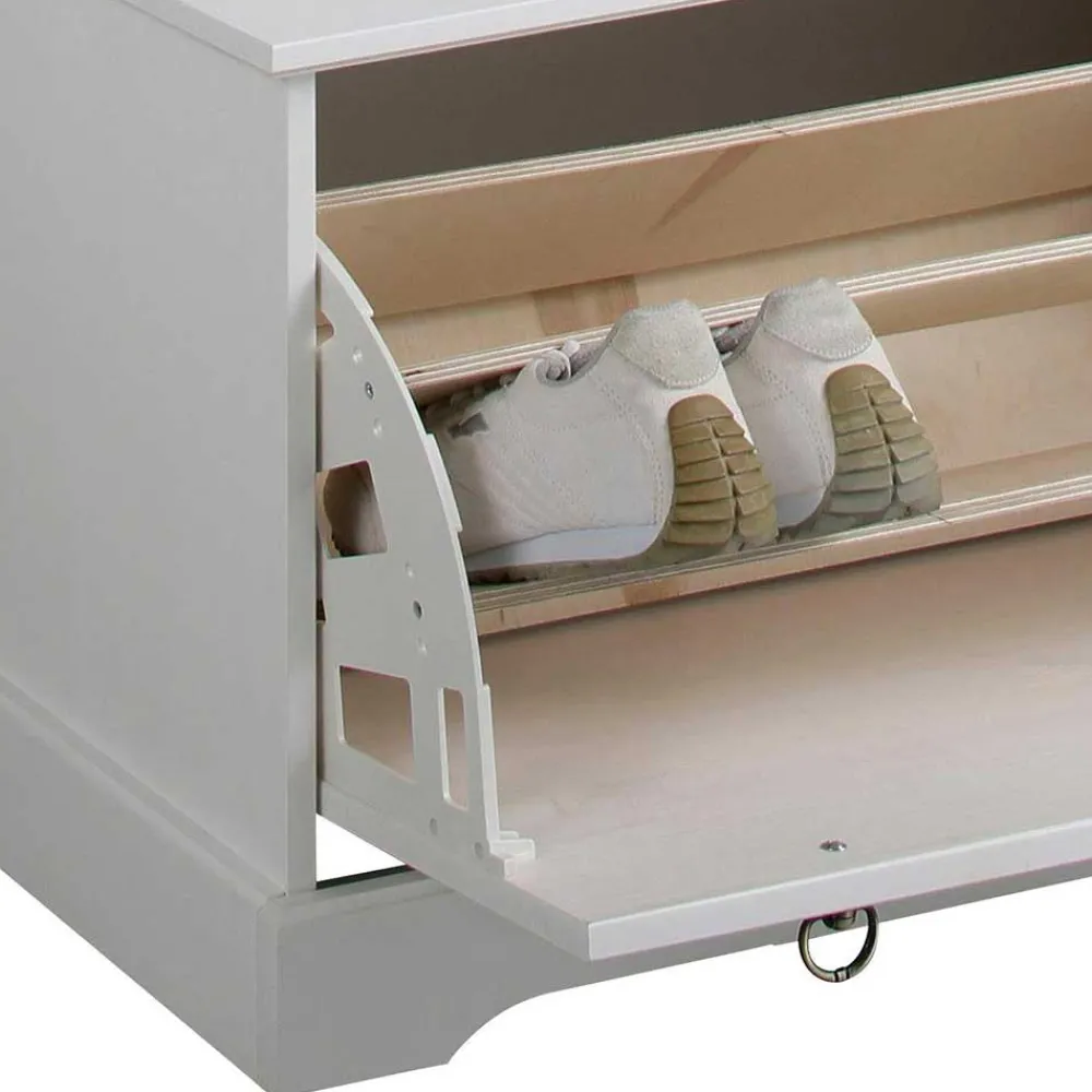 Wohnen Sitzbank<Weiße Flurbank mit Schuhklappe - Vesrav