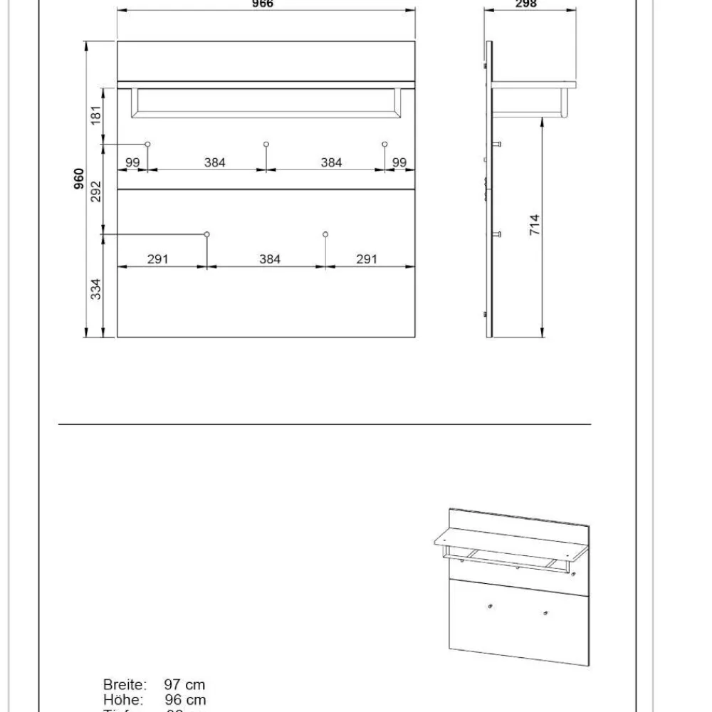 Wohnen Garderoben<Weiße Flureinrichtung mit Glasbeschichtung - Kofi (fünfteilig)