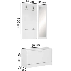 Wohnen Garderoben<Weiße Garderobenmöbel Set - Mats (dreiteilig)