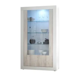 Wohnen Vitrinen<Weiße Hochglanz Vitrine mit Dekor - Merenda