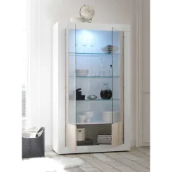 Wohnen Vitrinen<Weiße Hochglanz Vitrine mit Dekor - Merenda