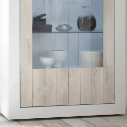 Wohnen Vitrinen<Weiße Hochglanz Vitrine mit Dekor - Merenda