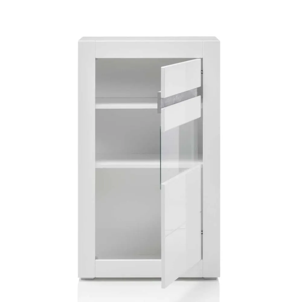 Wohnen Wohnwände<Weiße Hochglanzmöbel für das Wohnzimmer Mextra optional mit LED (vierteilig)