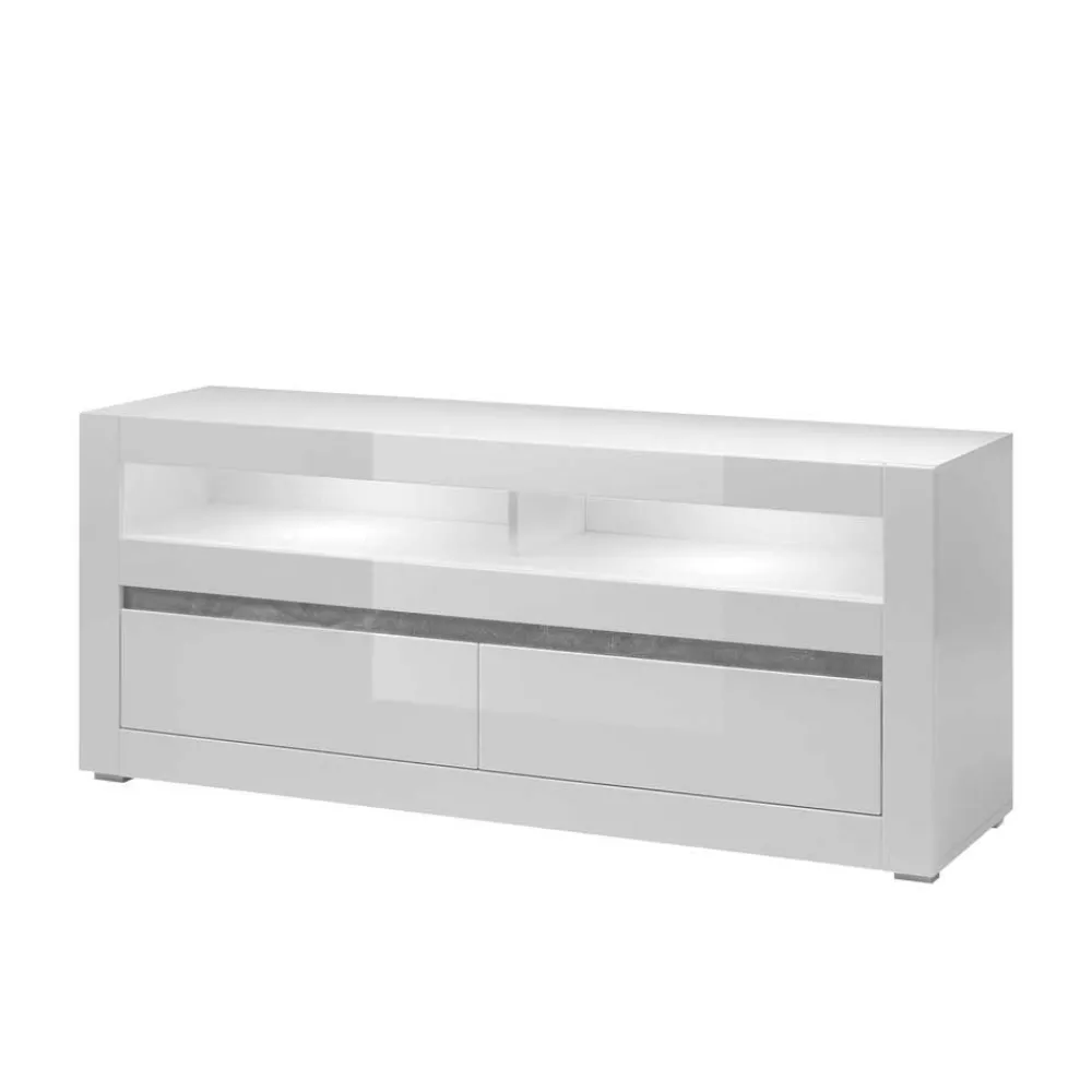 Wohnen Wohnwände<Weiße Hochglanzmöbel für das Wohnzimmer Mextra optional mit LED (vierteilig)