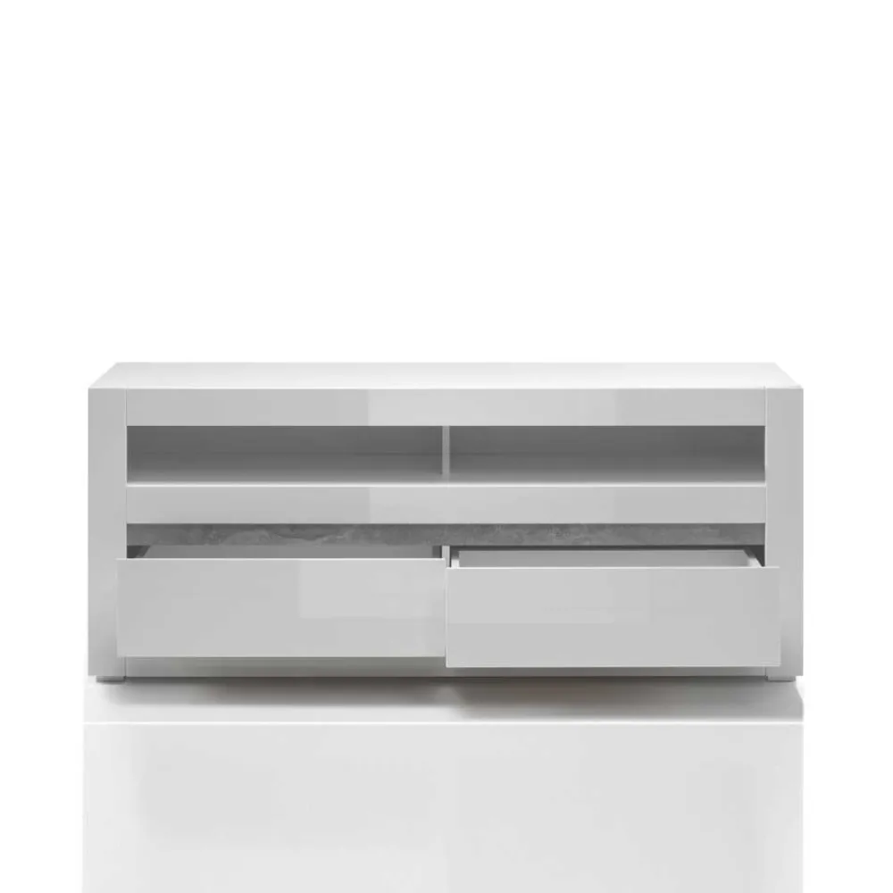 Wohnen Wohnwände<Weiße Hochglanzmöbel für das Wohnzimmer Mextra optional mit LED (vierteilig)