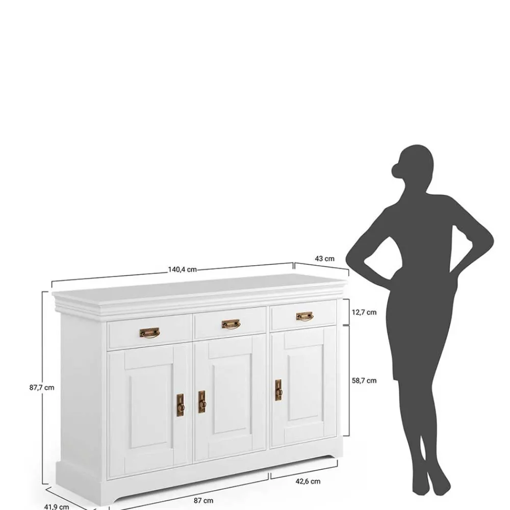 Wohnen Sideboards<Weiße Kombi-Kommode im Landhausstil - Presto
