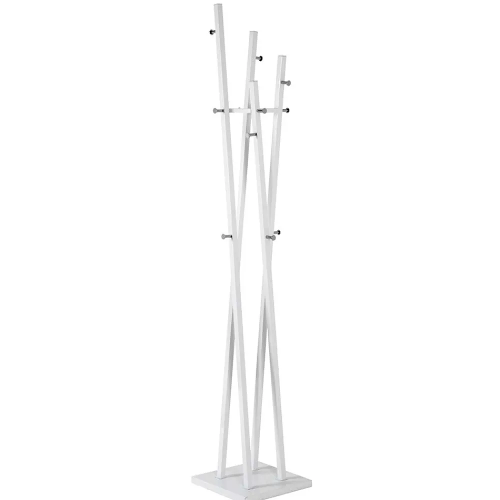 Wohnen Garderoben<Weiße Standgarderobe mit 12 Haken in Chrom - Traly