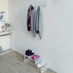 Wohnen Garderoben<Weiße Wandgarderobe & Schuhbank - Torosma I (zweiteilig)