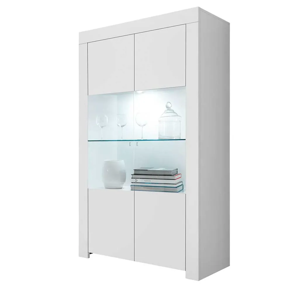 Wohnen Vitrinen<Weiße Wohnzimmer Vitrine mit zwei Türen - Mikes