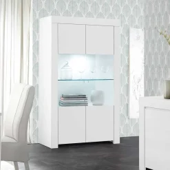 Wohnen Vitrinen<Weiße Wohnzimmer Vitrine mit zwei Türen - Mikes