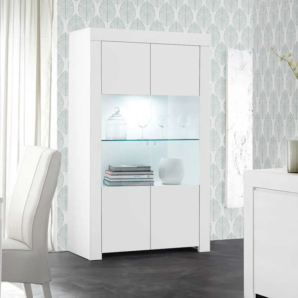 Wohnen Vitrinen<Weiße Wohnzimmer Vitrine mit zwei Türen - Mikes