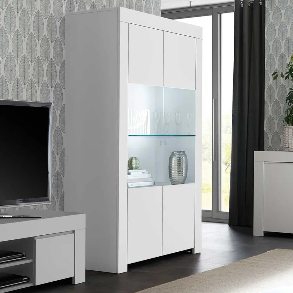 Wohnen Vitrinen<Weiße Wohnzimmer Vitrine mit zwei Türen - Mikes