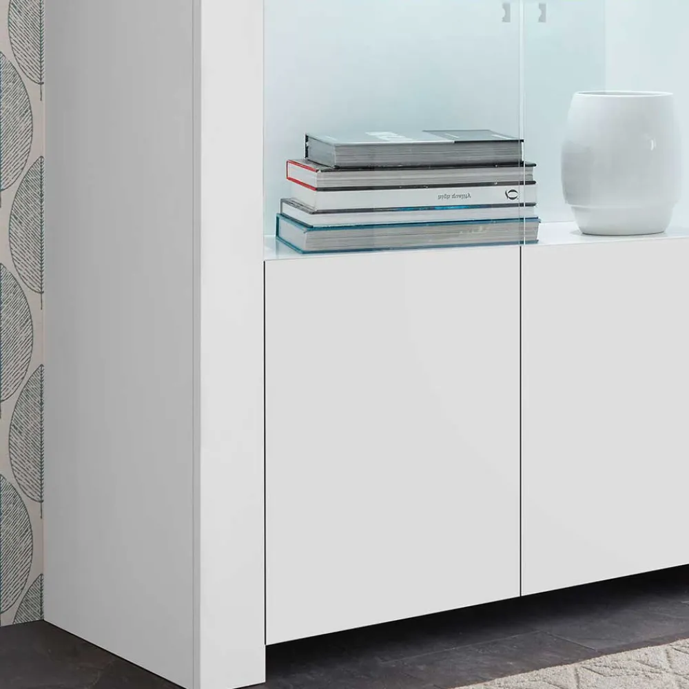 Wohnen Vitrinen<Weiße Wohnzimmer Vitrine mit zwei Türen - Mikes