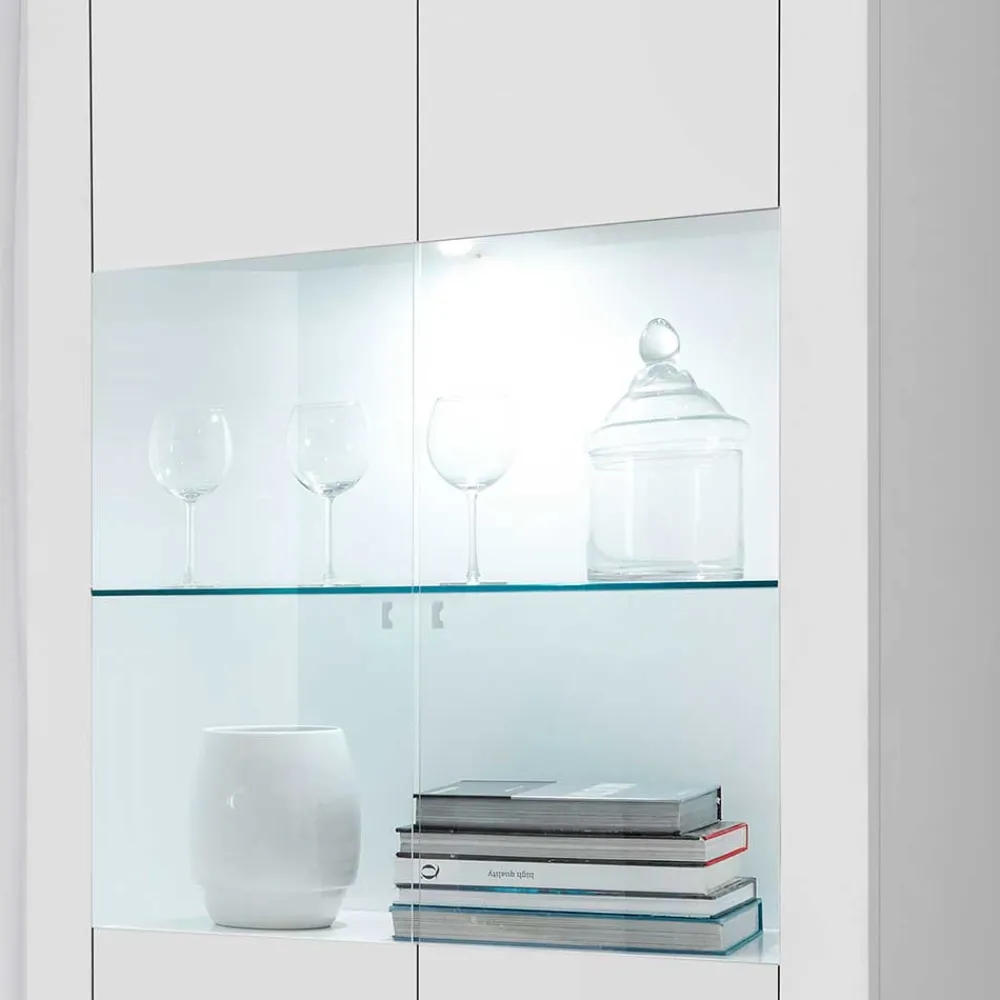 Wohnen Vitrinen<Weiße Wohnzimmer Vitrine mit zwei Türen - Mikes