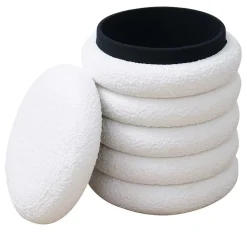 Wohnen Hocker<Weißer Boucle Hocker mit Stauraum - Francara