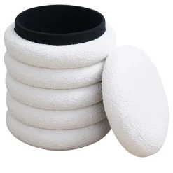 Wohnen Hocker<Weißer Boucle Hocker mit Stauraum - Francara