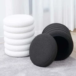 Wohnen Hocker<Weißer Boucle Hocker mit Stauraum - Francara