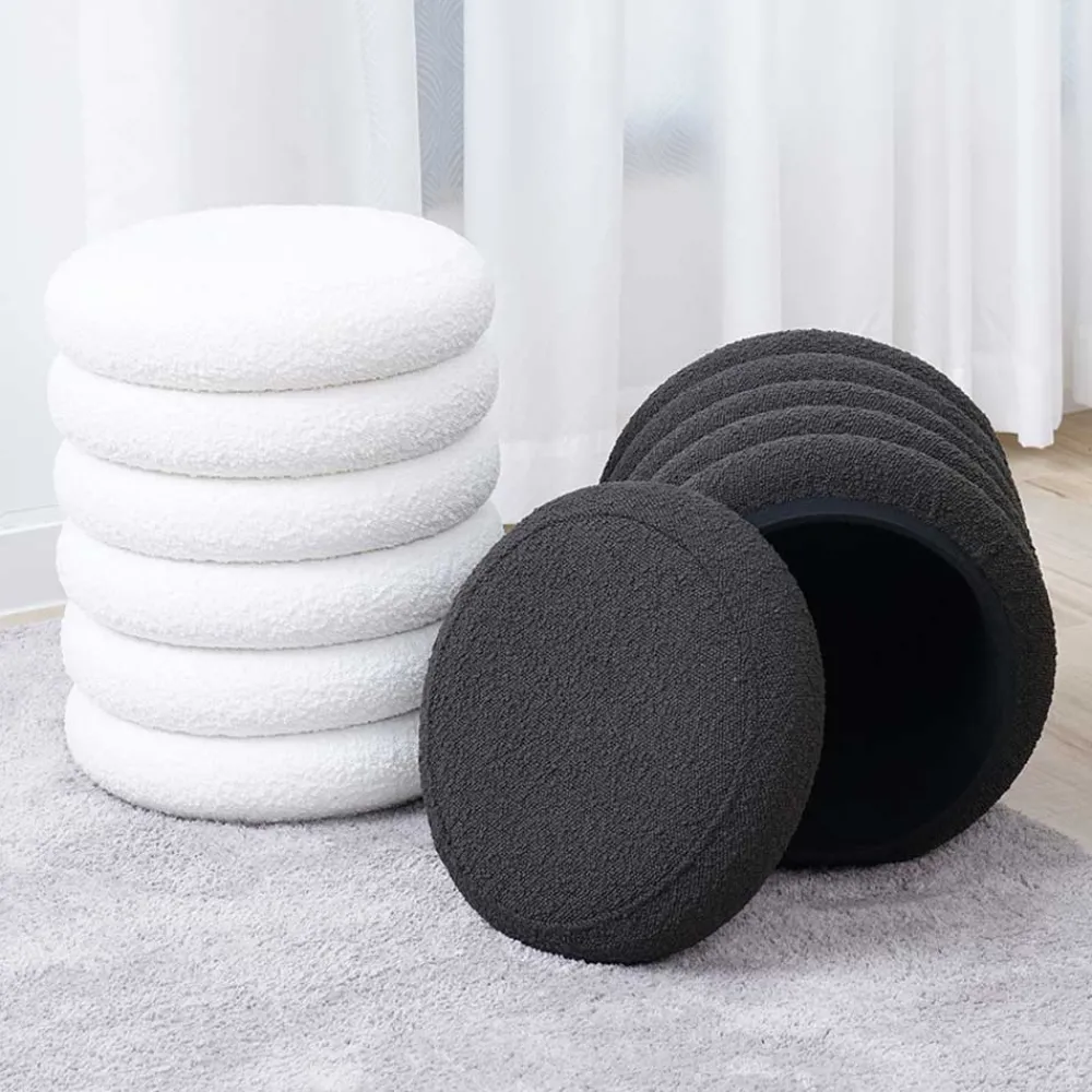 Wohnen Hocker<Weißer Boucle Hocker mit Stauraum - Francara