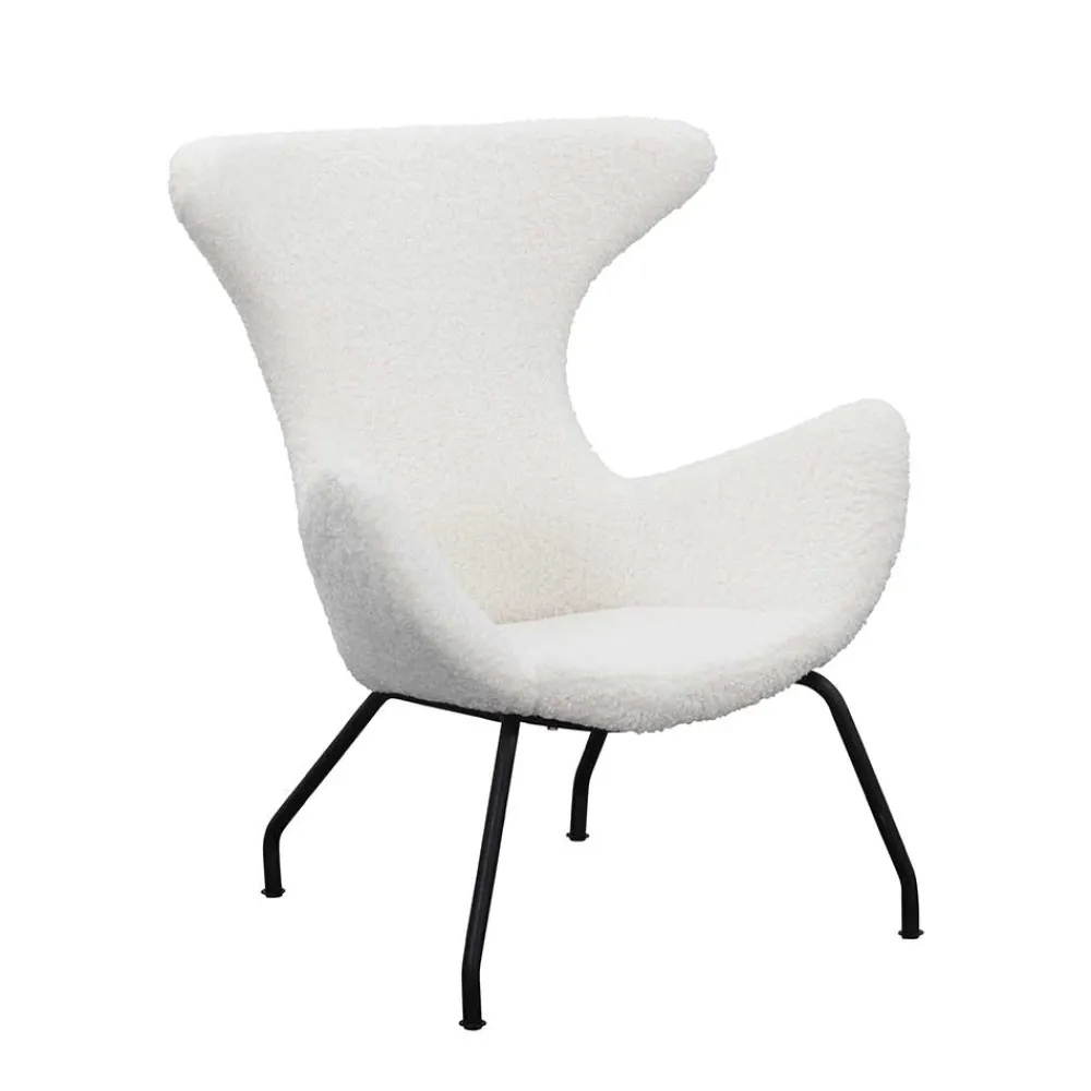 Wohnen Sessel<Weißer Design Ohrensessel mit Plüschbezug - Nicrobar