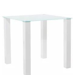 Wohnen Tische<Weißer Hochglanz Tisch mit Glasplatte - Richard