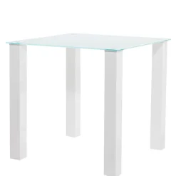 Wohnen Tische<Weißer Hochglanz Tisch mit Glasplatte - Richard
