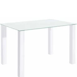 Wohnen Tische<Weißer Hochglanz Tisch mit Glasplatte - Richard