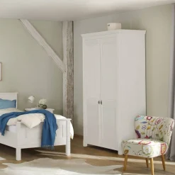 Wohnen Kleiderschränke<Weißer Kleiderschrank aus Kiefer Massivholz - Filippo