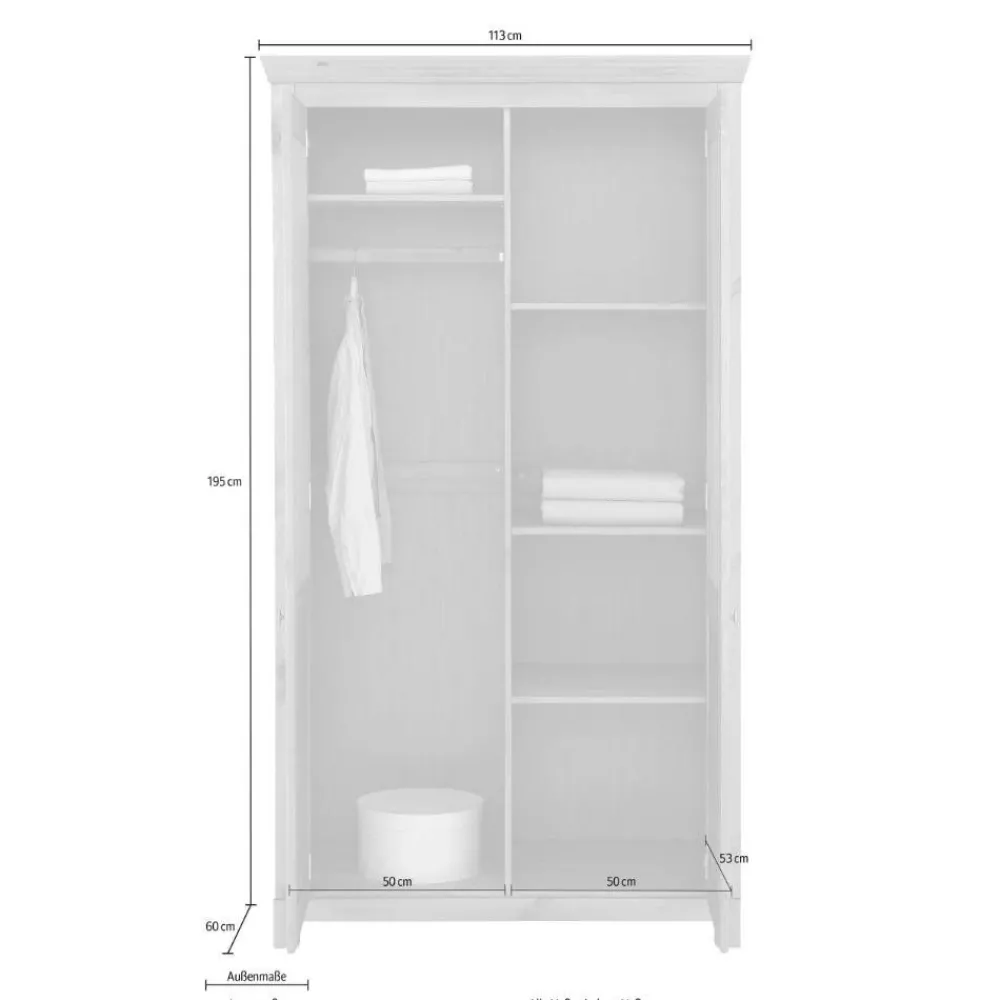 Wohnen Kleiderschränke<Weißer Kleiderschrank aus Kiefer Massivholz - Filippo