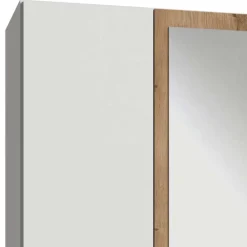 Wohnen Kleiderschränke|Schränke<Weißer Kleiderschrank mit Plankeneiche 225 cm breit - Leela